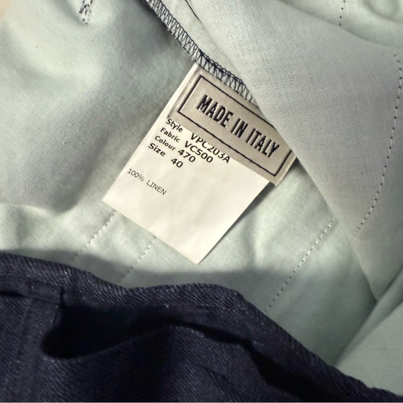 Veronique Branquinho 100% Linen Pants Navy Blue IT 40 / US 4 Made in Italy - Picture 4 of 7